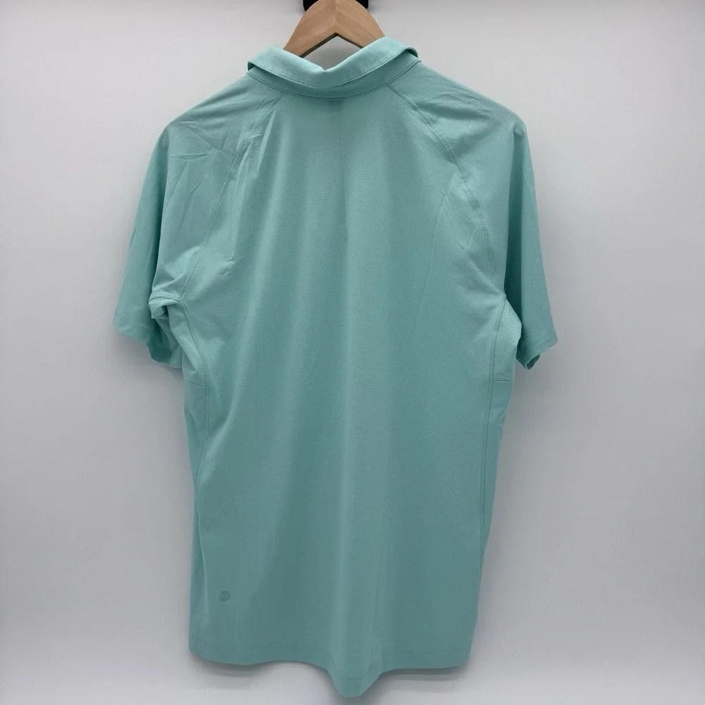 Lululemon‎ Men Wild Mint Green Stretch Golf Polo Short Sleeve Snap Shirt M